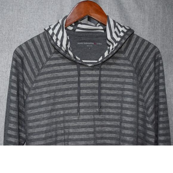 John Varvatos USA Men’s Striped Lightweight Hoodie Long Sleeve Size Large - Picture 2 of 4